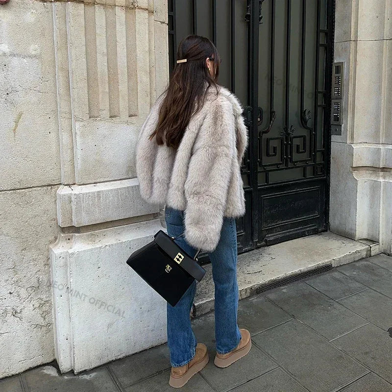 Chic Gradient Faux Fur Jacket