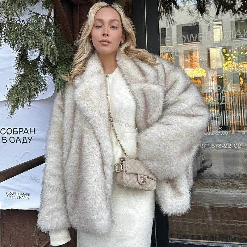 Gradient Faux Fur Coat