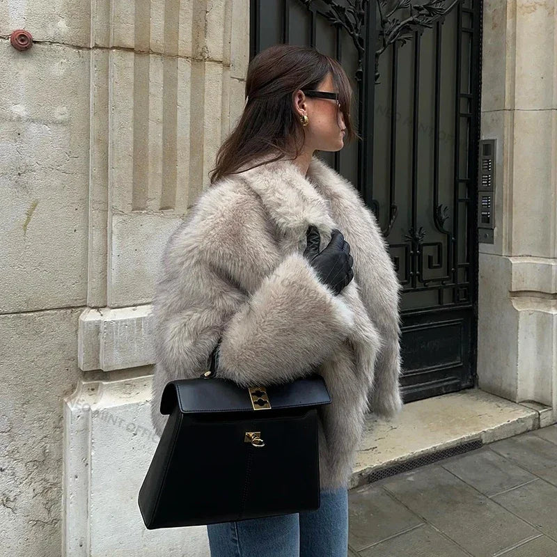 Chic Gradient Faux Fur Jacket