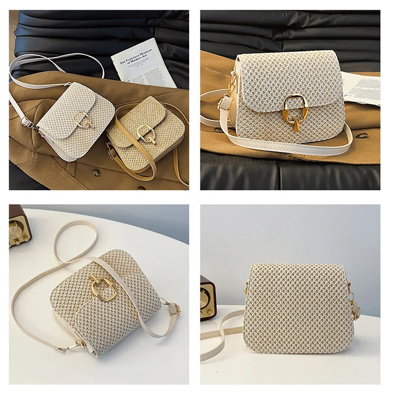 Summer Lock Straw Crossbody Bag