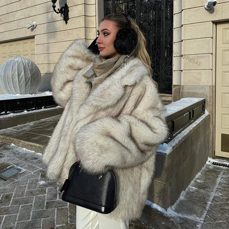 Gradient Faux Fur Coat