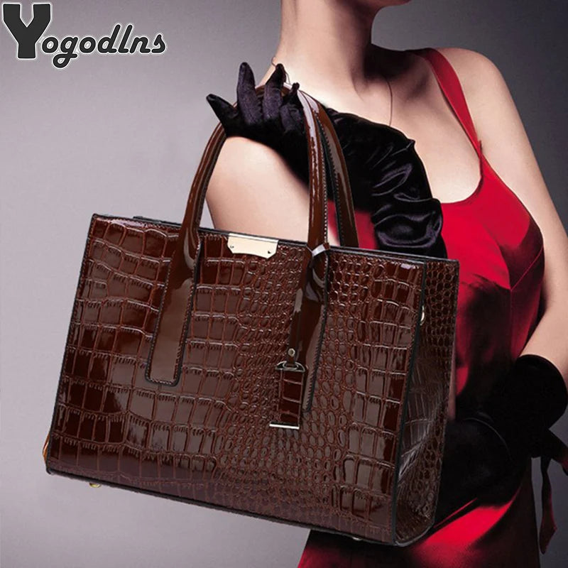 Luxury Alligator-Print Crossbody Bag